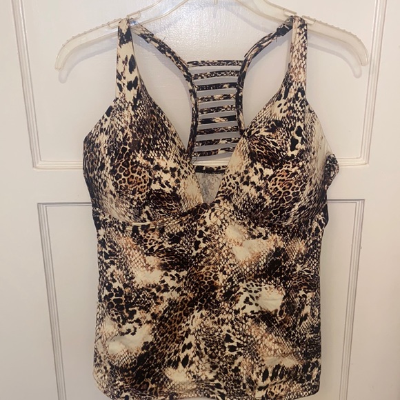 LIZ CLAIBORNE SNAKE PRINT TANKINI SWIM TOP SZ 14 NEW - Picture 6 of 12